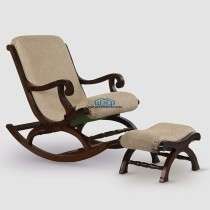 Handmade Wooden Rocking Chair/Relax Chair with Cushion Comfort and Footrest
