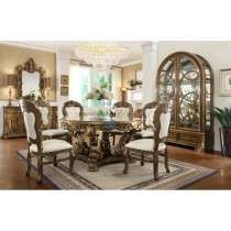4 seater carved dining set in round shape
